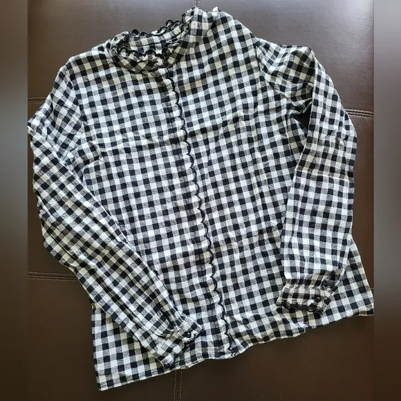 Sezane Black and White Louise Gingham Button Down Shirt - Picture 4 of 7